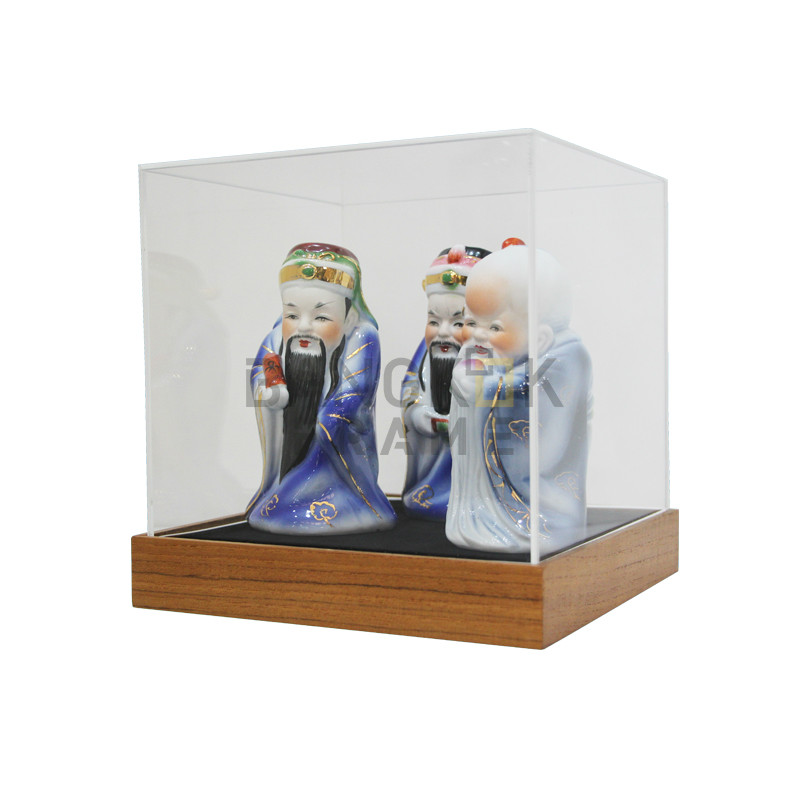 กรอบกล่องใสโชว์สินค้าฐานไม้